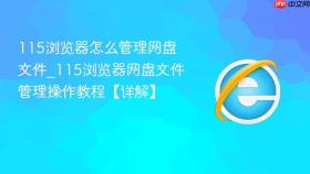115浏览器怎么管理网盘文件_115浏览器网盘文件管理操作教程【详解】