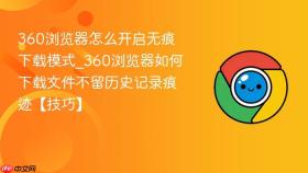 360浏览器怎么开启无痕下载模式_360浏览器如何下载文件不留历史记录痕迹【技巧】