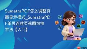 SumatraPDF怎么调整页面显示模式_SumatraPDF单页连续页视图切换方法【入门】