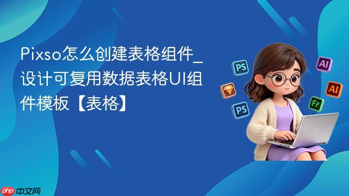 pixso怎么创建表格组件_设计可复用数据表格ui组件模板【表格】