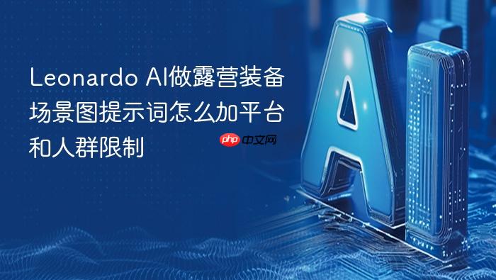 leonardo ai做露营装备场景图提示词怎么加平台和人群限制