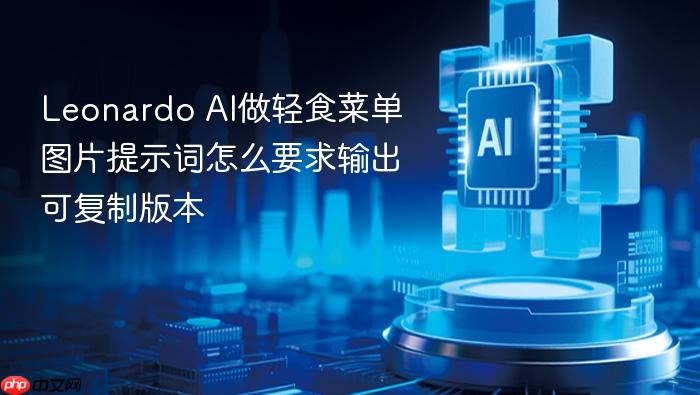 leonardo ai做轻食菜单图片提示词怎么要求输出可复制版本