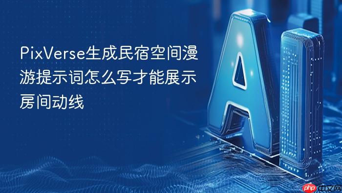 pixverse生成民宿空间漫游提示词怎么写才能展示房间动线