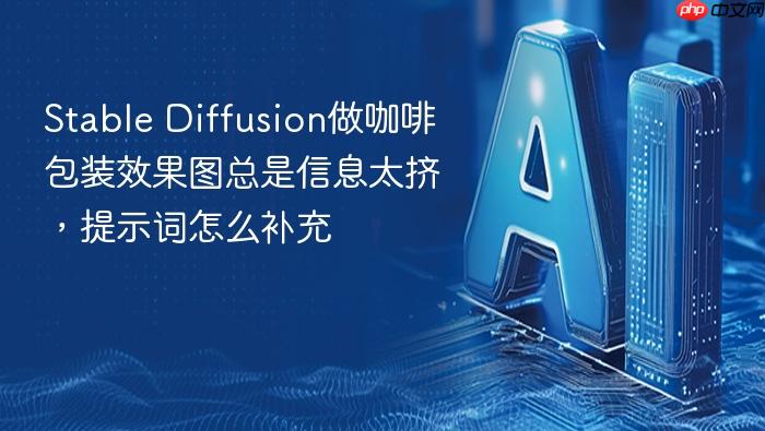 stable diffusion做咖啡包装效果图总是信息太挤,提示词怎么补充