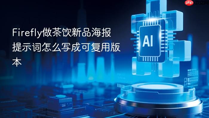 firefly做茶饮新品海报提示词怎么写成可复用版本