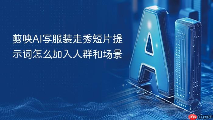 剪映ai写服装走秀短片提示词怎么加入人群和场景