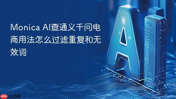 monica ai查通义千问电商用法怎么过滤重复和无效词