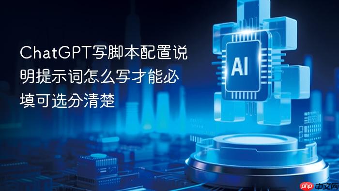 chatgpt写脚本配置说明提示词怎么写才能必填可选分清楚