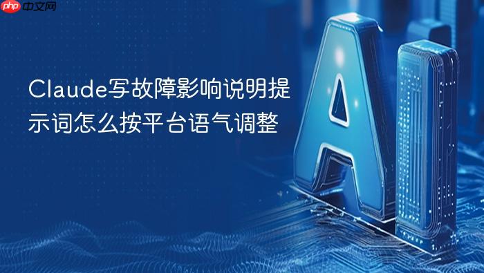 claude写故障影响说明提示词怎么按平台语气调整