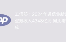工信部：2024年通信业新兴业务收入4348亿元 同比增一成