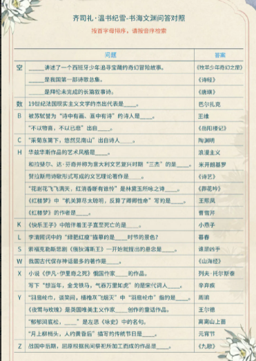 光与夜之恋温书纪雪答案是什么 光与夜之恋温书纪雪答案大全