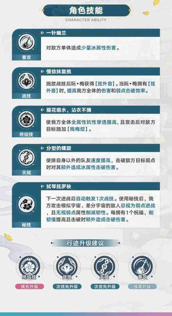 《崩坏星穹铁道》阮梅技能以及装备详细推荐