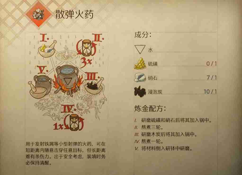 天国拯救2散弹火药怎么做 散弹火药配方