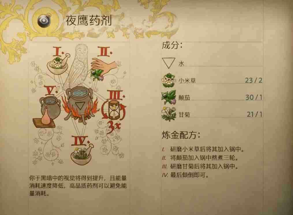 天国拯救2夜鹰药剂怎么做 夜鹰药剂配方