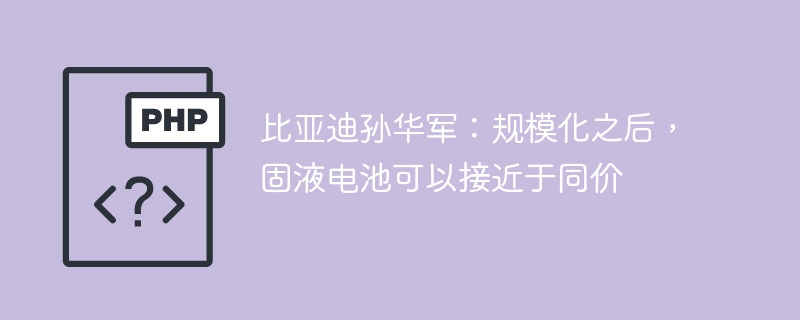 比亚迪孙华军:规模化之后,固液电池可以接近于同价