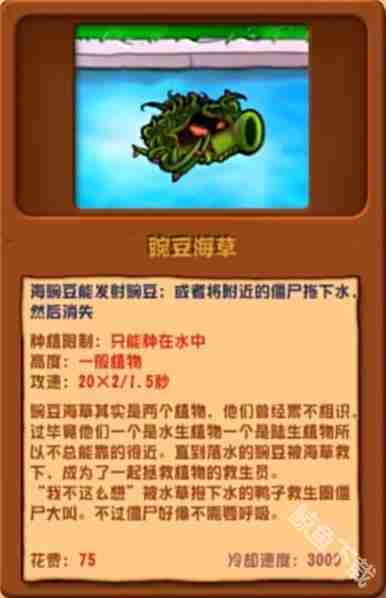 植物大战僵尸杂交版豌豆海草怎么样 植物大战僵尸杂交版豌豆海草图鉴