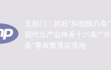 五部门：抓好“科创板八条”“服务现代化产业体系十六条”“并购六条”等政策落实落地