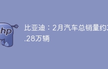 比亚迪：2月汽车总销量约32.28万辆