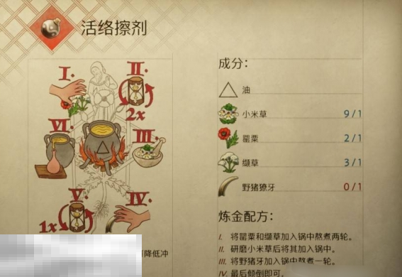 天国拯救2活络擦剂怎么做 活络擦剂制作及配方攻略