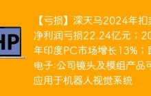 【亏损】深天马2024年扣非净利润亏损22.24亿元；2024年印度PC市场增长13%；联创电子:公司镜头及模组产品可应用于机器人视觉系统