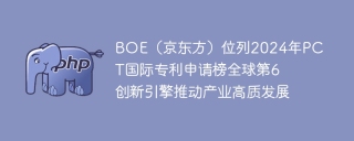 BOE（京东方）位列2024年PCT国际专利申请榜全球第6  创新引擎推动产业高质发展