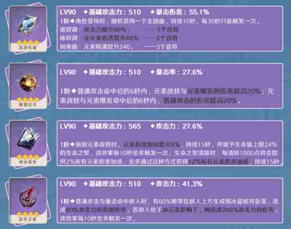 原神莱欧斯利5.4武器推荐