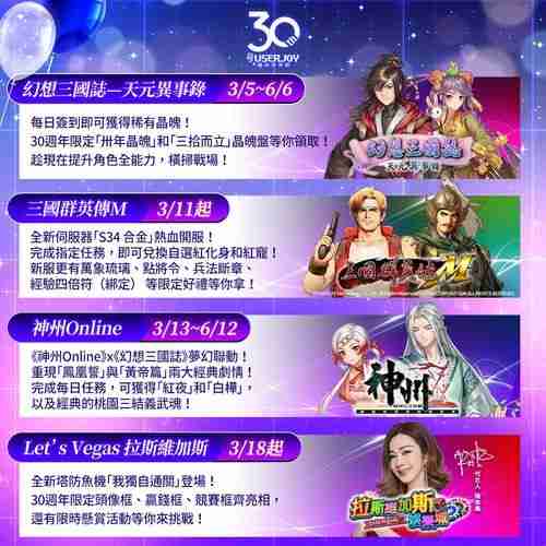 《神州》X《幻想三国志》合作内容重现「凤凰誓、黄帝篇」剧情 宇峻奥汀 30 周年庆典开启