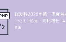 联发科2025年第一季度营收1533.1亿元,同比增长14.88%