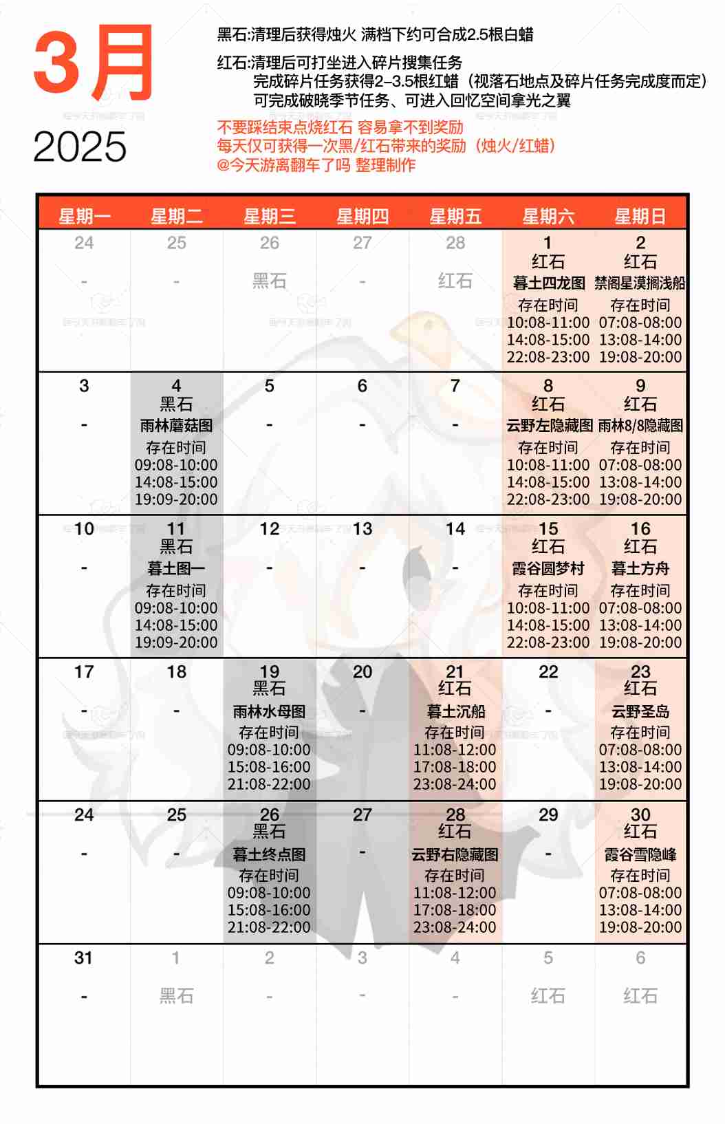 光遇4月红石在哪里-光遇4月红石日历2025