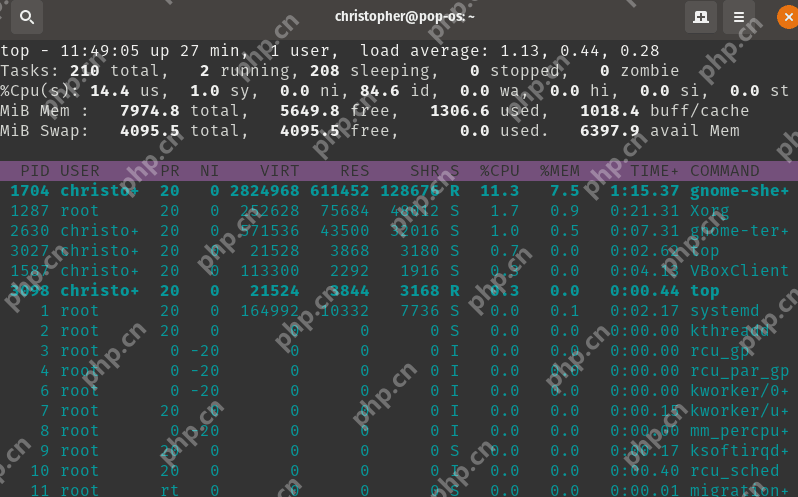 在 Linux 中使用 Top 命令检查和排序 CPU 使用率？