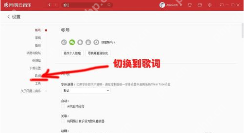 网易云音乐怎么更改歌词设置 更改歌词设置步骤分享
