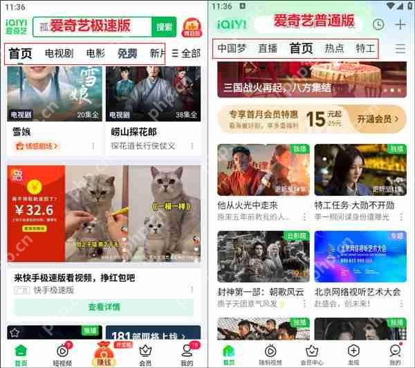 爱奇艺极速版和爱奇艺对比分析评测