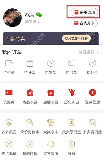 拼单返现钱在什么位置_拼单返现钱位置分享
