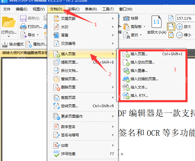 如何在PDF文件中插入页面？