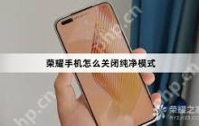 荣耀手机怎么退出纯净模式