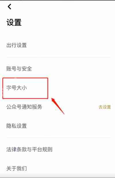 嘀嗒出行怎么设置字体大小