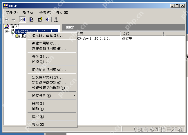 Windows Server 2003 DHCP服务器搭建