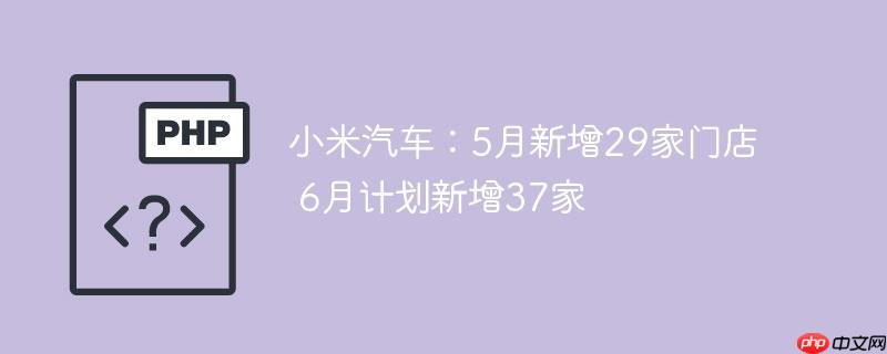 小米汽车：5月新增29家门店 6月计划新增37家