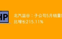 北汽蓝谷：子公司5月销量同比增长215.11%
