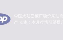 中国大陆面板厂稳价采动态控产 专家：本月行情可望提升