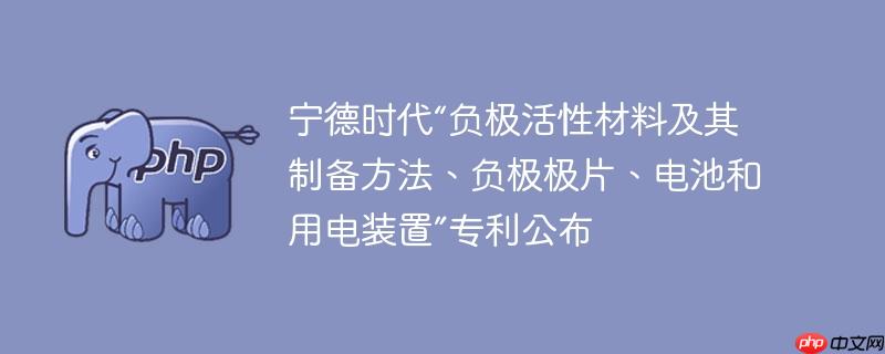 宁德时代“负极活性材料及其制备方法、负极极片、电池和用电装置”专利公布