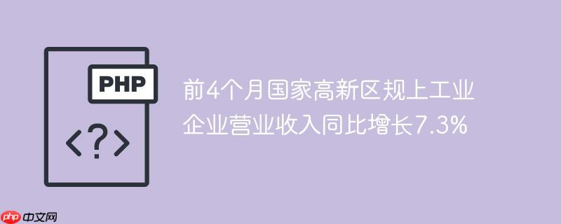前4个月国家高新区规上工业企业营业收入同比增长7.3%