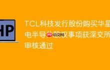TCL科技发行股份购买华星光电半导体股权事项获深交所审核通过