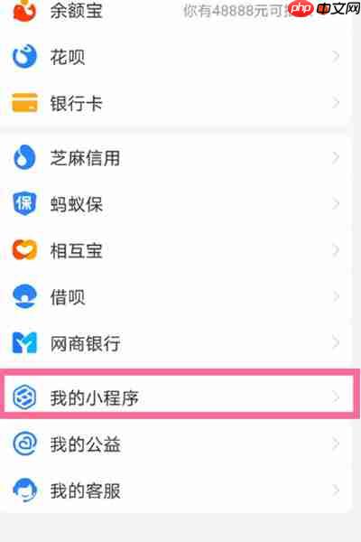支付宝的小程序删除方法