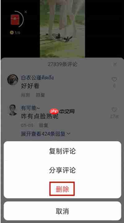 快手怎么删除自己在视频下的评论