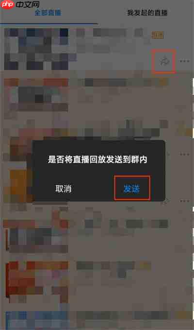 钉钉怎么把回放分享到群里