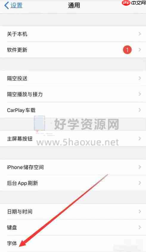 苹果手机更改字体方法