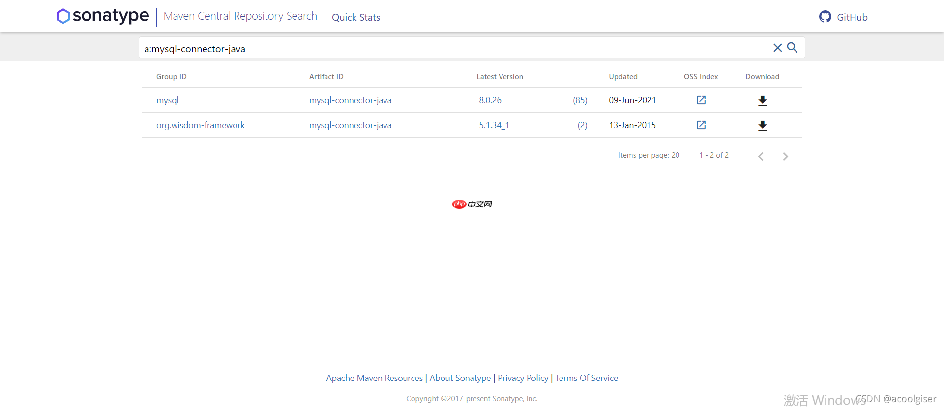 Mysql不同历史版本jar包的下载地址