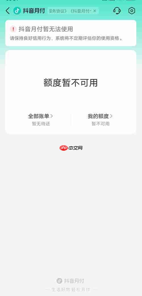 抖音月付额度无法使用的原因