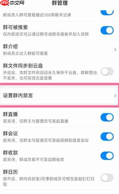 钉钉怎么设置禁言 钉钉怎么开启全员禁言